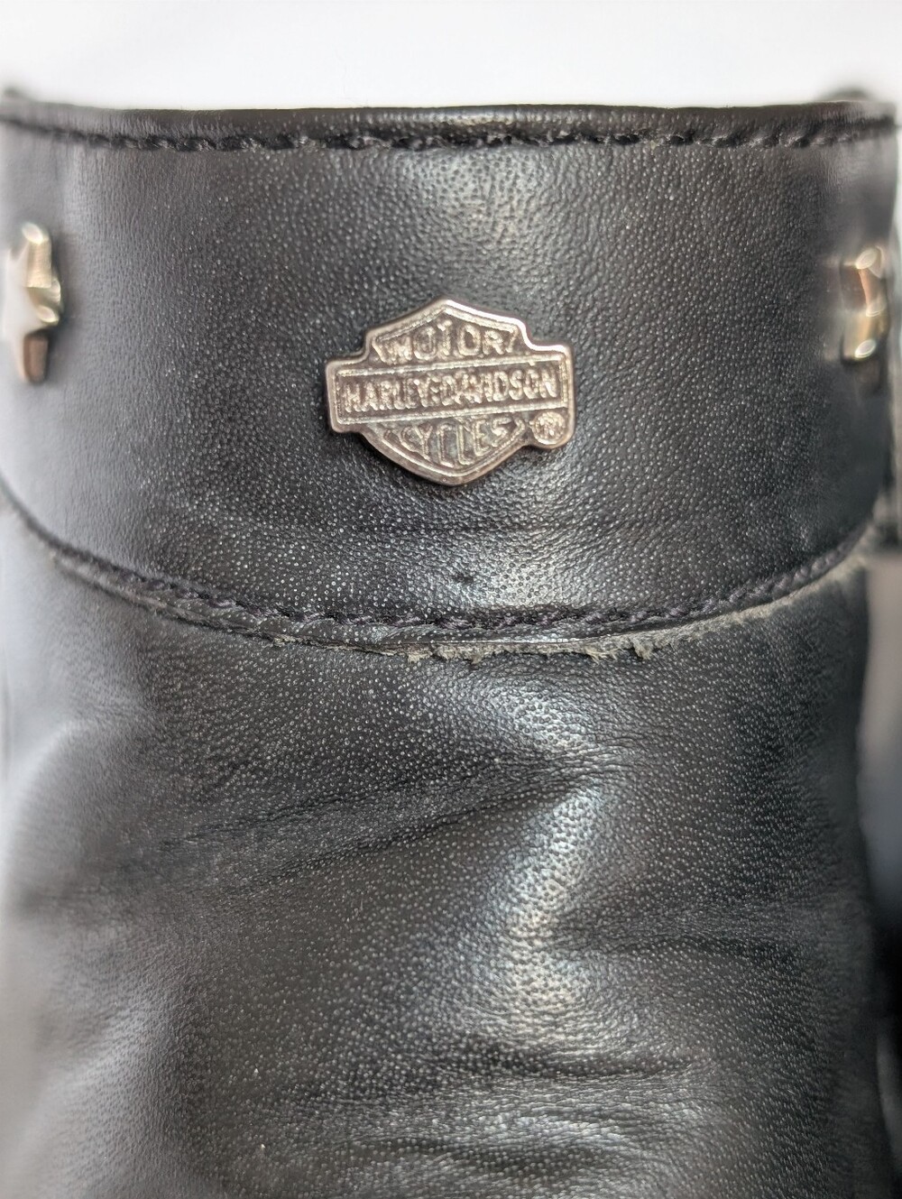 Harley-Davidson Women's Black Leather Ankle Boots Star Studs Side Zip Moto Sz 7 - Picture 7 of 16
